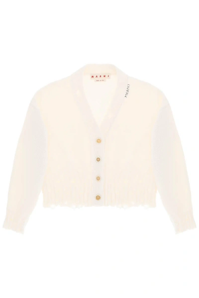 MARNI DESTROYED-EFFECT CROPPED CARDIGAN