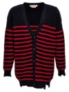 Marni Destroyed Effect Striped Cardigan In Multi