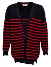 Marni Destroyed Effect Striped Cardigan In Multicolor