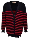 Marni Destroyed Effect Striped Cardigan In Multicolor