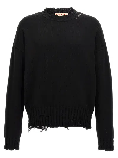 Marni Destroyed Effect Sweater In Black