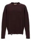 Marni Maroon Destroyed Effect Sweater In Bordeaux