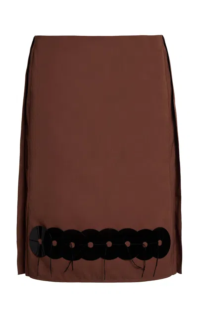 Marni Detailed Knee-length Cotton Woven Skirt In Brown