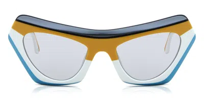 Marni Devil's Pool Stripes Turquoise 4js Men's Sunglasses Yellow Size 56 In Multi