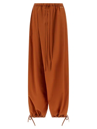 Marni Tailored Pants Featuring Diagonal Draped Design In Orange