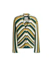 Marni Teal And Yellow Crochet Cardigan With Chevron Pattern In Green