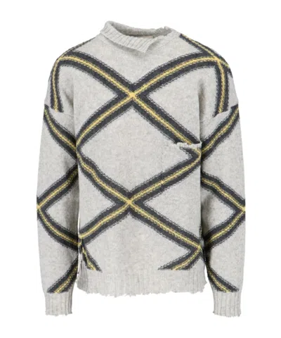 Marni Diamond-check Distressed Jumper In White