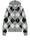 Marni Mens Hooded Diamond-pattern Knitted Wool Cardigan Neutral Grey In Neutral Grey