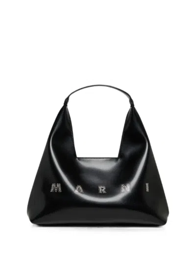 Marni Kids' Diamond Logo-embellished Shoulder Bag In Black