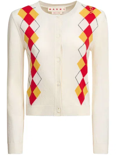 MARNI DIAMOND-PATTERN CARDIGAN