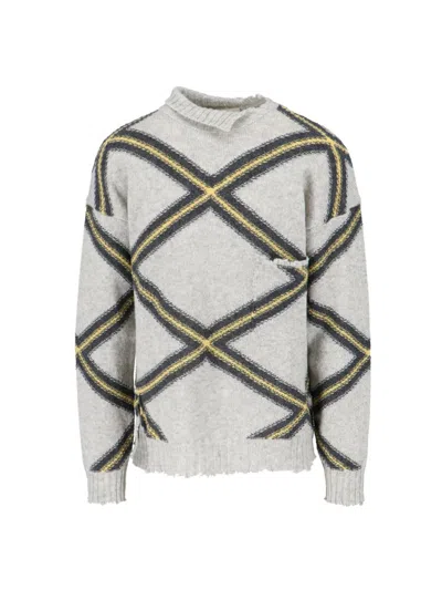Marni Diamond Pattern Knitted Sweater In White