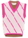 Marni Diamond Pattern Sleeveless Knitted Top In Pink