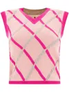 Marni Diamond Pattern Sleeveless Knitted Top In Pink