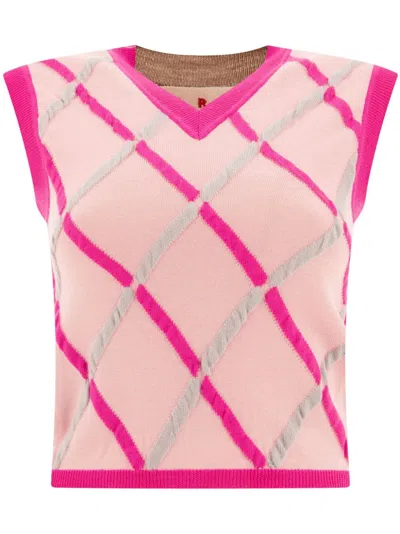 Marni Diamond Pattern Knit Waistcoat In Pink
