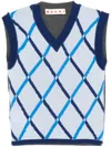 Marni Diamond-pattern Vest In Blue