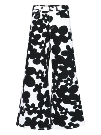 MARNI MARNI "DILLIES" FLORAL PRINT WIDE-LEG PANTS – WHITE