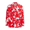 Marni Cotton Jacket With Collared Neck And Floral Pattern In Red