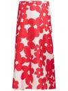 Marni Floral Print A-line Skirt With Belted Waist In Red