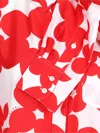 Marni Flower Print Classic Button Down Silk Top In Red