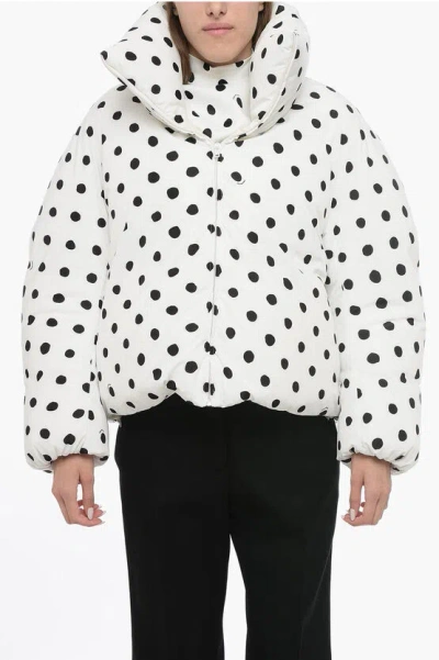 Marni Dingyun Zang Cropped Over Down Jacket With Polka Dot Pattern In White