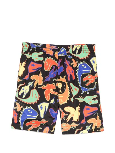 Marni Kids' Dino-print Swim Shorts In Black