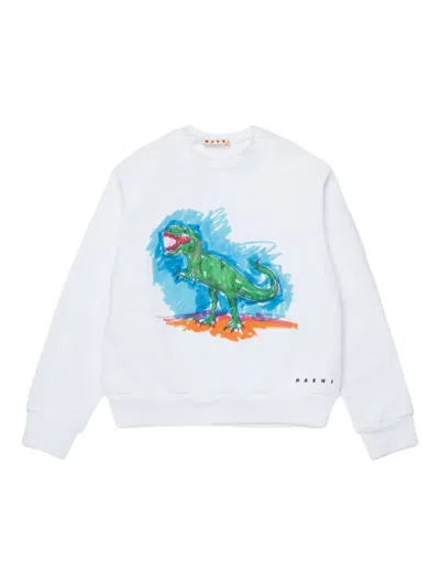 Marni Kids' Dinosaur-graphic Sweatshirt In White