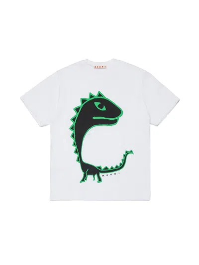 Marni Kids' Dinosaur T-shirt In White