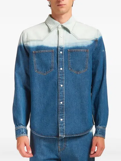 Marni Long-sleeved Denim Shirt In Blue