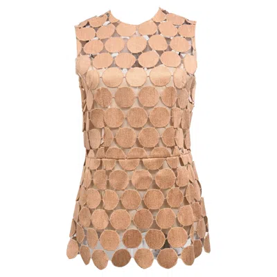 Marni Disc Cutout Top In Beige Cotton In Brown