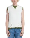 Marni Distressed-finish Knitted Vest In Lily White
