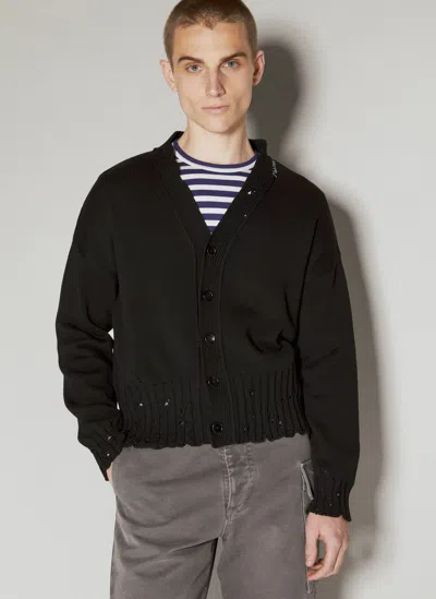 Marni Dishevelled Cotton Cardigan In Black