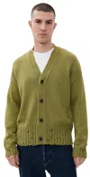 Marni Dishevelled Cotton Cardigan Grass
