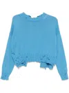 Marni Women Light Blue Cotton Crop Sweater In Blue
