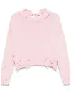 Marni Dishevelled Cotton Sweater In Pink