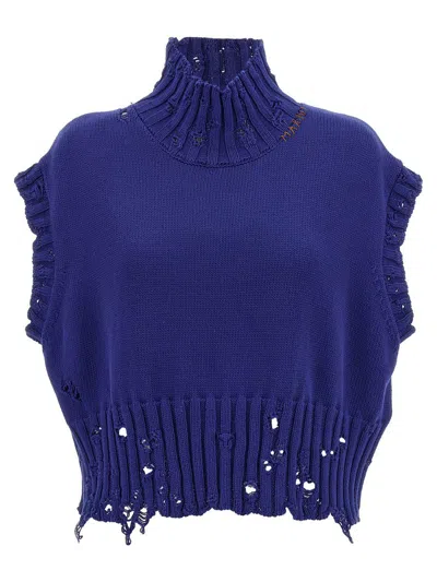 Marni 'dishevelled' Vest In Blue