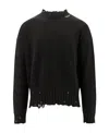 Marni Deconstructed Contrast-stitch Relaxed-fit Cotton Knitted Jumper In Black