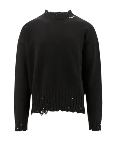 MARNI BLACK TWISTED CREWNECK SWEATER