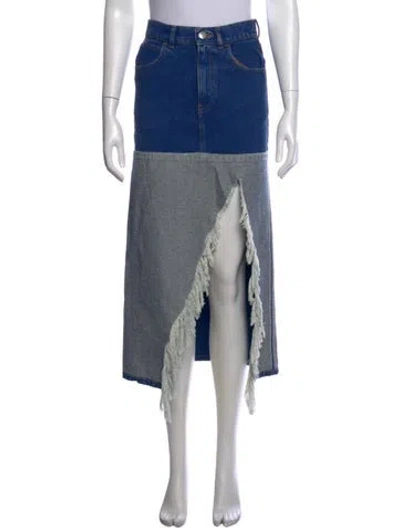 Pre-owned Marni Distressed Accents Long Skirt In Blue