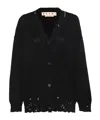 Marni Blue Silk And Wool Blend Cardigan With Contrasting Back Panel In Black