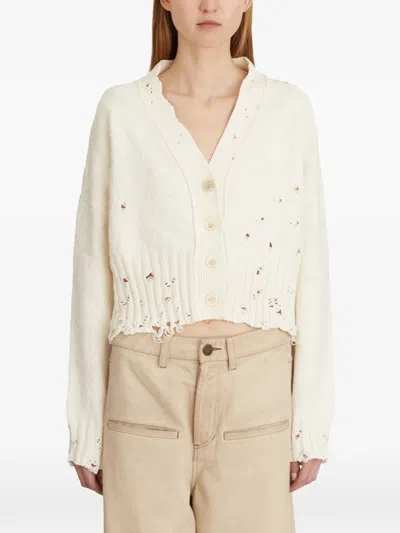 Marni Distressed Buttoned Cardigan In Metallic