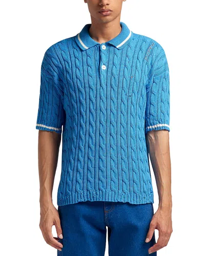 Marni Short Sleeve Polo Shirt In Blue