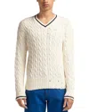 MARNI DISTRESSED CABLE KNIT V NECK SWEATER