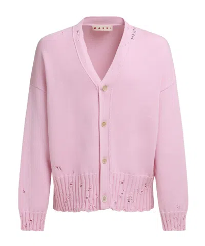 MARNI MARNI V-NECK DISTRESSED CARDIGAN