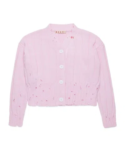 MARNI MARNI KIDS DISTRESSED KNIT CARDIGAN
