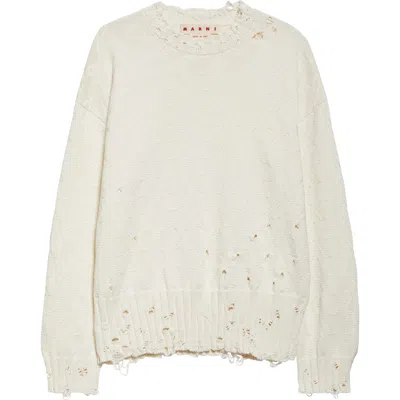 MARNI MARNI DISTRESSED COTTON CONFETTI JACQUARD CREWNECK SWEATER