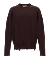 Marni Maroon Destroyed Effect Sweater In Black