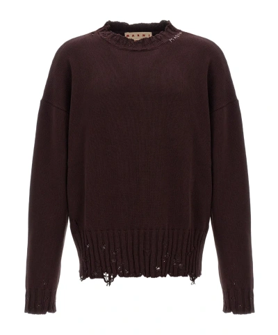 MARNI MARNI DISTRESSED KNITTED JUMPER