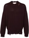 Marni Maroon Destroyed Effect Sweater In Purple