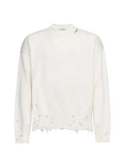 MARNI DISTRESSED CREWNECK KNITTED JUMPER