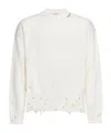 Marni Distressed Crewneck Knitted Jumper In White